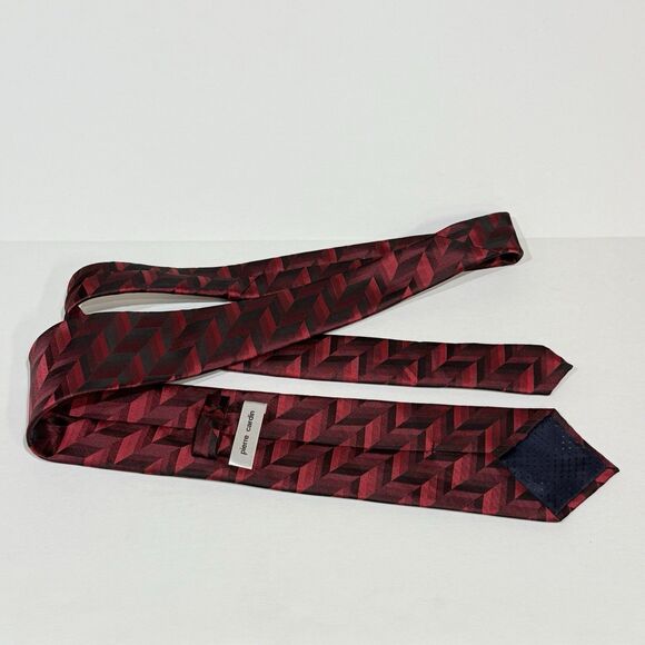 Pierre Cardin Hand Made Red Blue Silk Men’s Neck Tie - Picture 11 of 11